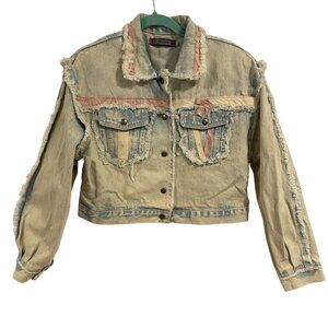 Vintage Furrina Cropped Lightwash Denim Jacket Size L‎